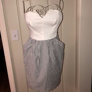 Strapless seersucker dress